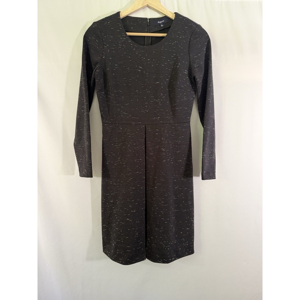 Madewell Gia Marled Concept Black Speckled‎ Sheath Dress Long Sleeve Womens 0